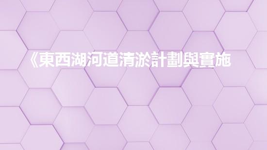 《東西湖河道清淤計劃與實施》