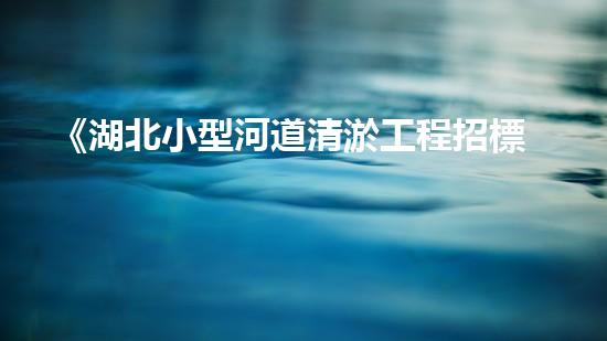 《湖北小型河道清淤工程招標(biāo)指南》