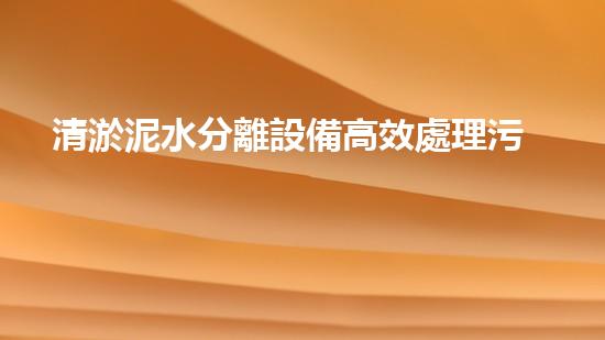 清淤泥水分離設備高效處理污泥的秘密武器是什么