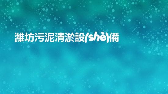 濰坊污泥清淤設(shè)備價(jià)格污泥清淤設(shè)備的市場(chǎng)趨勢(shì)與選擇指南