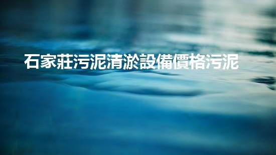 石家莊污泥清淤設備價格污泥清淤設備的市場潛力與投資報答分析