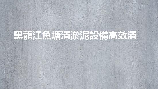 黑龍江魚塘清淤泥設備高效清淤技術(shù)助力水域生態(tài)恢復！